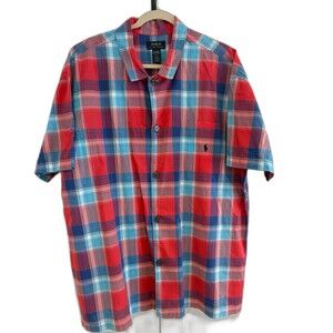 Polo Ralph Lauren Pajama Shirt Men’s XL Plaid Cotton Short Sleeve Sleep PJ’s EUC
